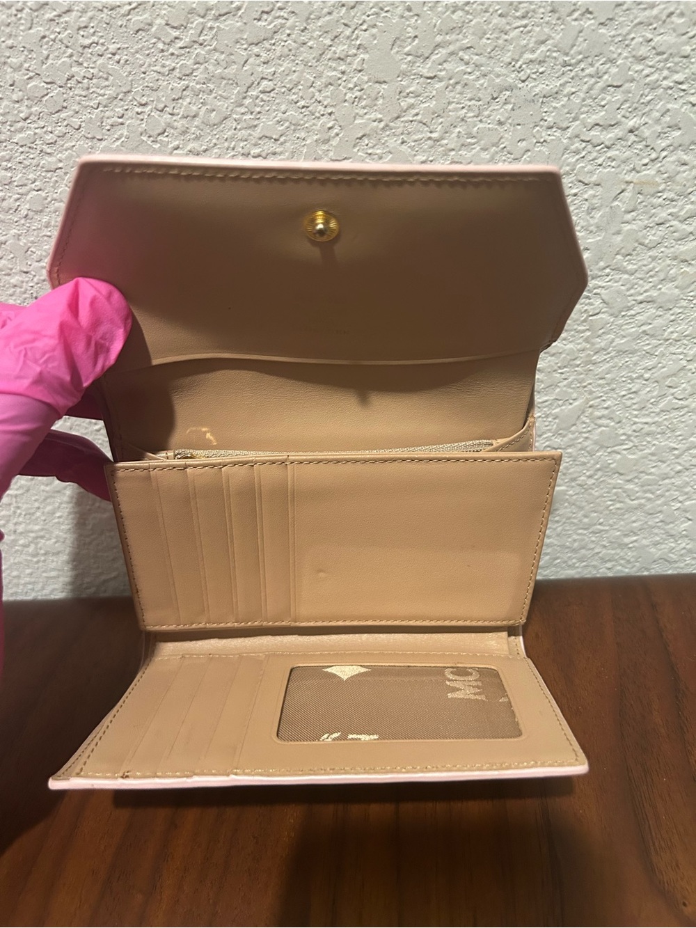 MCM Pink Leather Bow Trifold Wallet - Picture 7 of 13